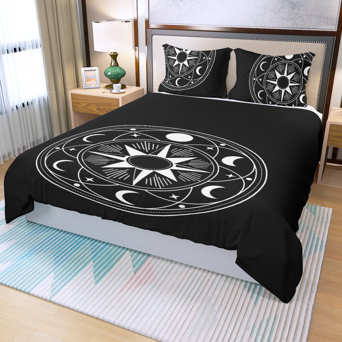 3Pc Celestial Sun & Moon Duvet Cover Set